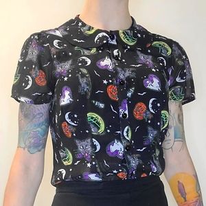 Halloween Hell Bunny Button Up